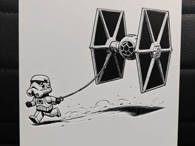 HueForge model: Stormtrooper and Tie Fighter by TheHueforgeLady