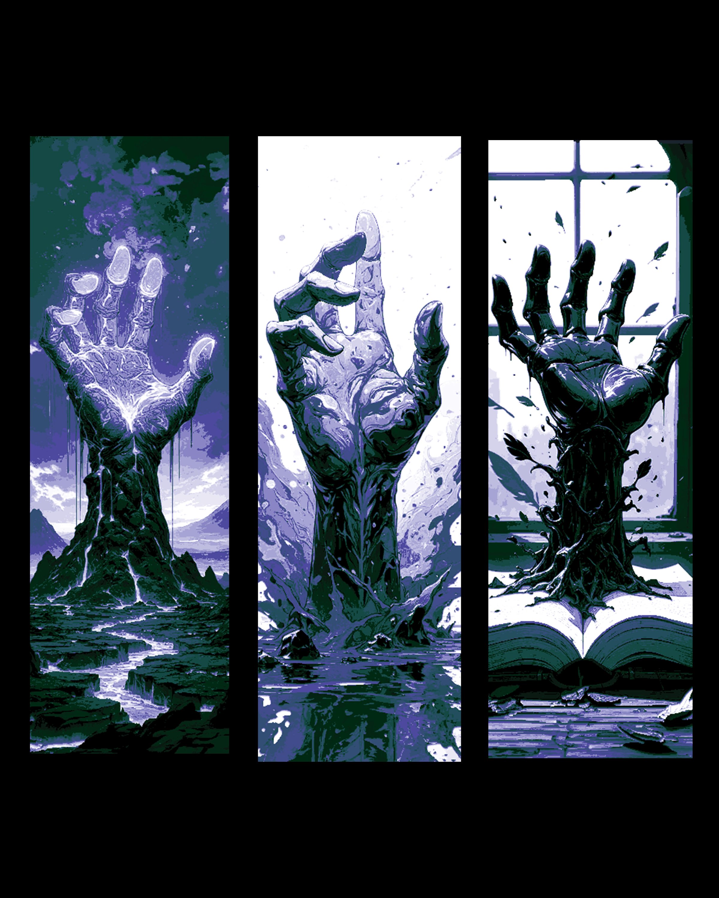 Creation and the hand of humanity - Set of Bookmarks by BooneCo3d HueForge model: Creation and the hand of humanity - Set of Bookmarks by BooneCo3d