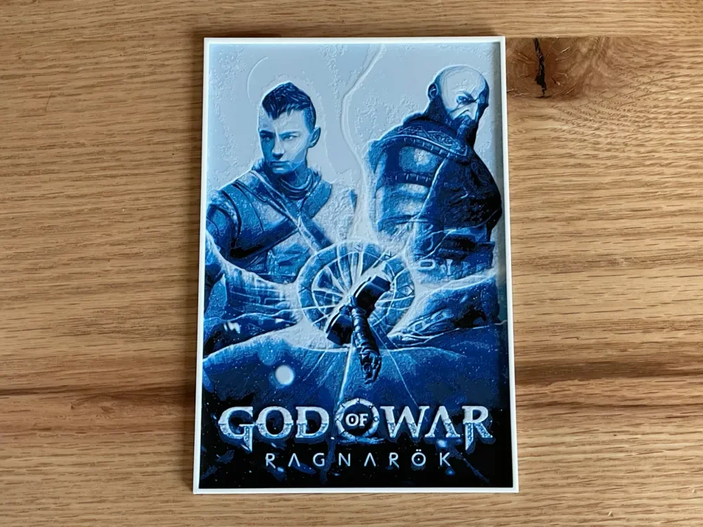 God Of War Ragnarok Hueforge Game Poster by NiiON HueForge model: God Of War Ragnarok Hueforge Game Poster by NiiON