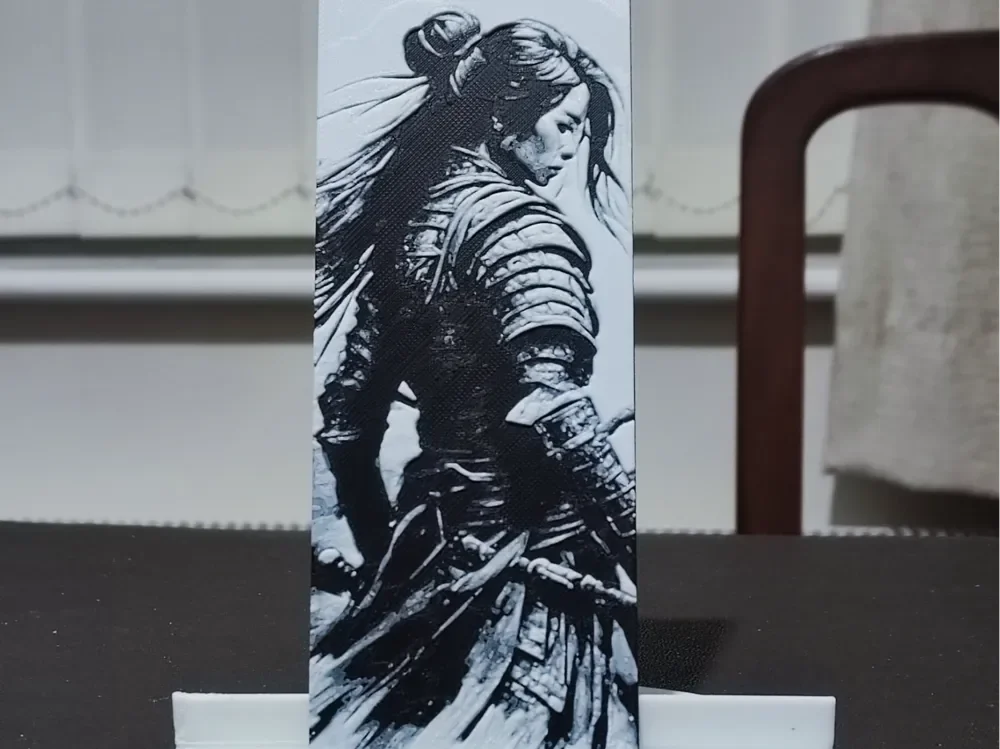 Bookmark Female Samurai - HueForge 2 Color by BoDad HueForge model: Bookmark Female Samurai - HueForge 2 Color by BoDad