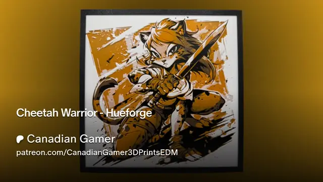 HueForge model: Cheetah Warrior - Hueforge by Canadian Gamer