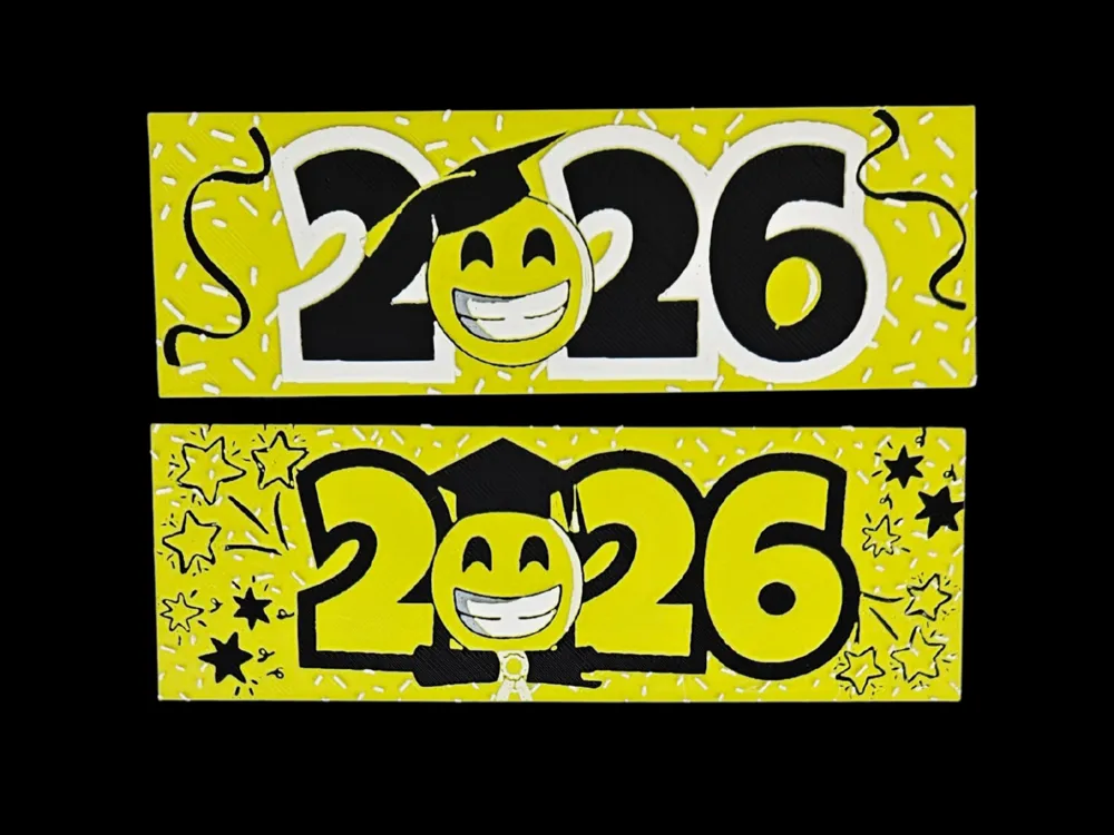Graduation 2026 Bookmarks (Set 3 - Emojis) by BusyKikiBee HueForge model: Graduation 2026 Bookmarks (Set 3 - Emojis) by BusyKikiBee