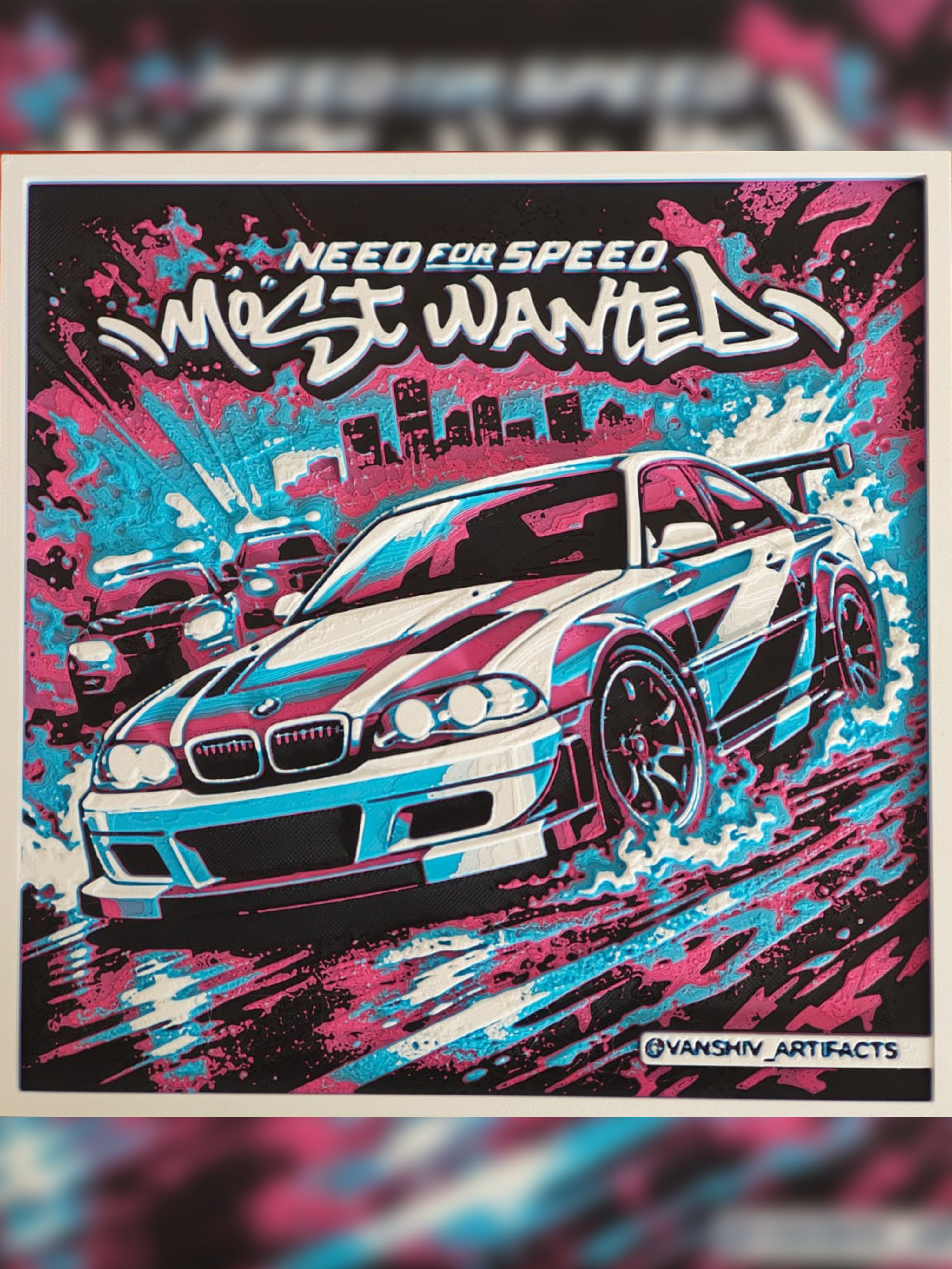 Need for Speed Most Wanted – Street Racing Artwork.3mf by vanshivartifacts HueForge model: Need for Speed Most Wanted – Street Racing Artwork.3mf by vanshivartifacts