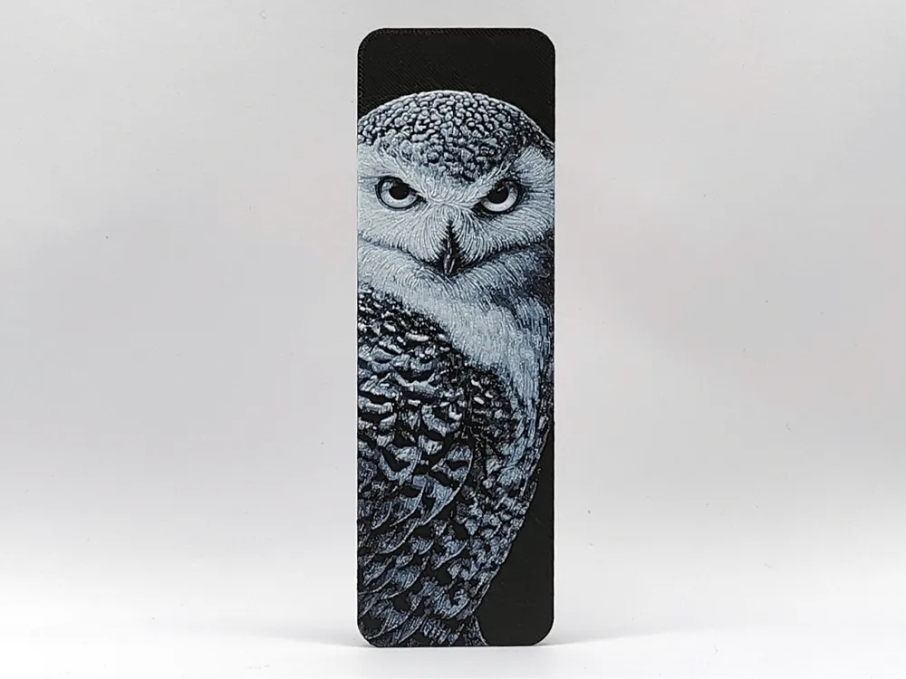 Snowy Owl Bookmark 2 - Hueforge by Sarge HueForge model: Snowy Owl Bookmark 2 - Hueforge by Sarge