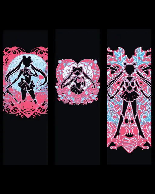 HueForge model: Sailor Moon in neon lights - Set of bookmarks by BooneCo3d