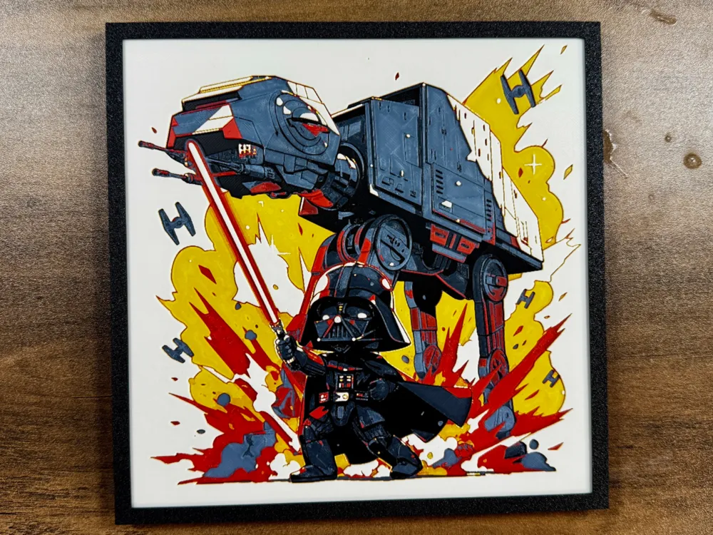 Darth Vader & AT-AT – Galactic Domination Poster by 3D Prints By Vic HueForge model: Darth Vader & AT-AT – Galactic Domination Poster by 3D Prints By Vic