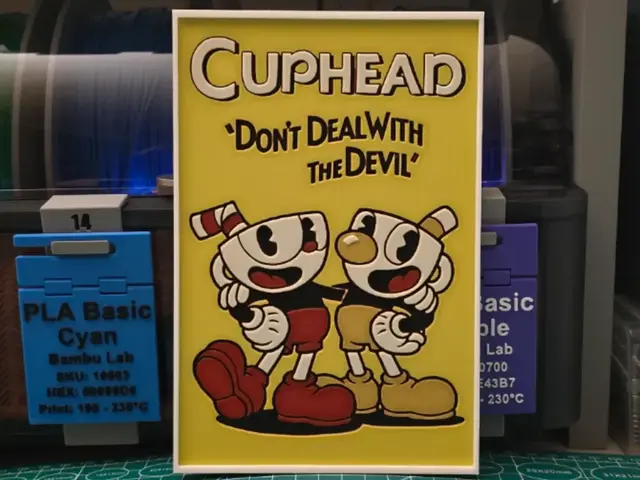 HueForge model: Cuphead Poster - Hueforge Art by Lumpy3D