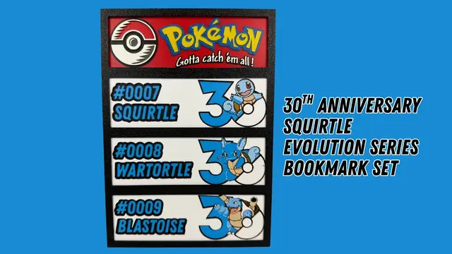 HueForge model: Squirtle Evolution Series - Pokemon 30th Anniversary - Bookmark Set by Canadian Gamer