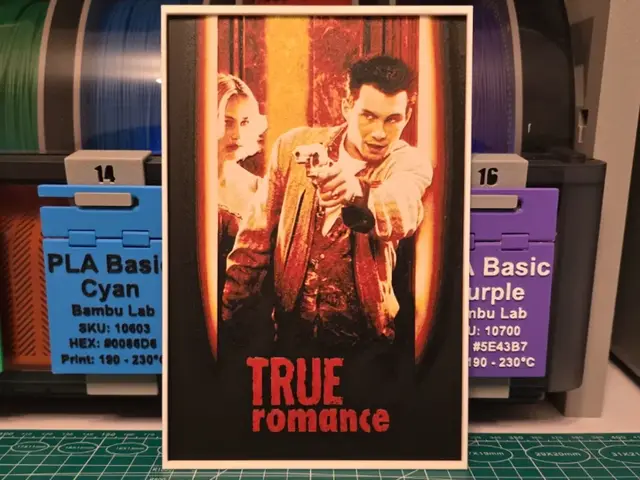 HueForge model: True Romance Movie Poster - Hueforge Art by Lumpy3D