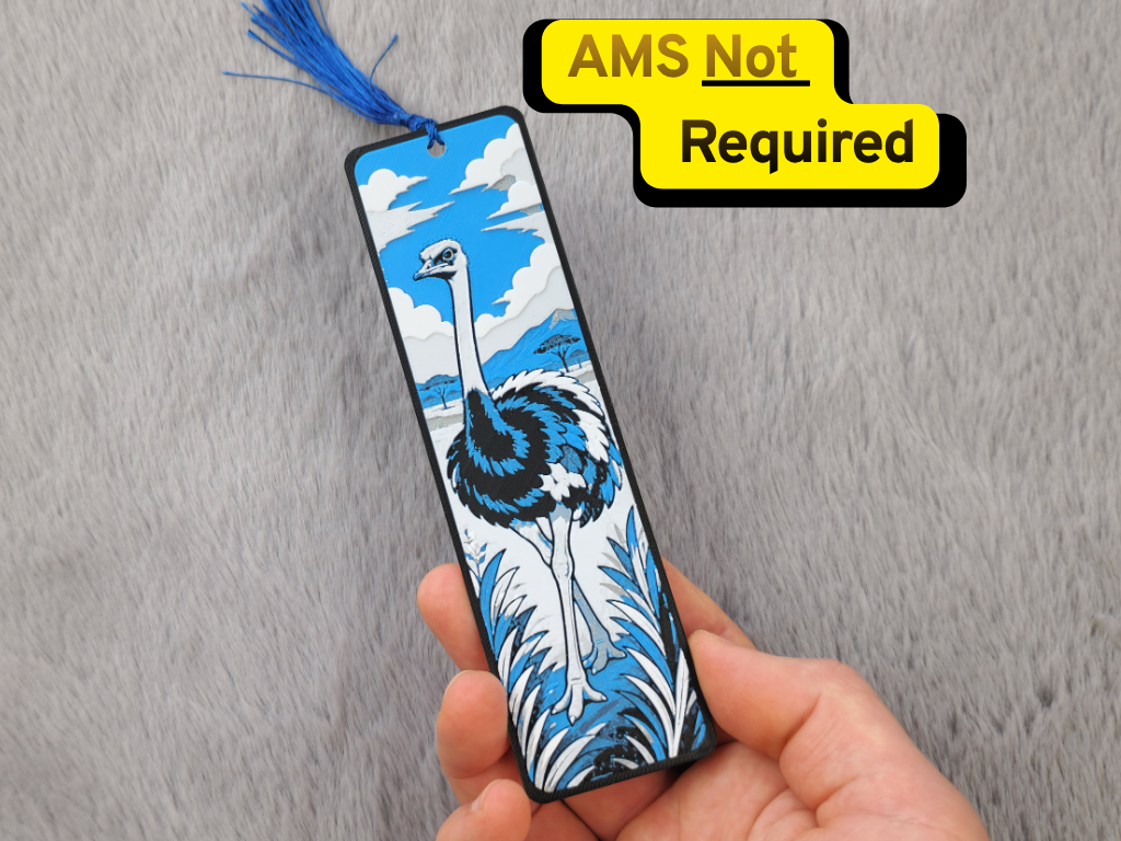 Ostrich Savanna HueForge Bookmark by 2D Wall Art HueForge model: Ostrich Savanna HueForge Bookmark by 2D Wall Art