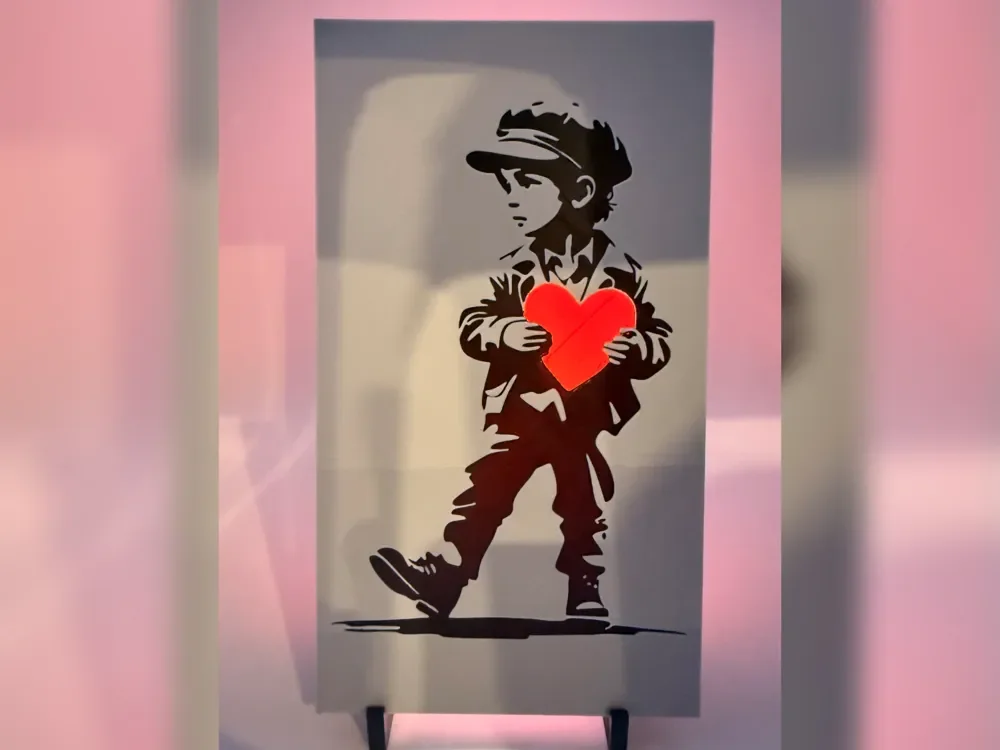Banksy Glowing Heart hueforge bookmark Set by Thadius HueForge model: Banksy Glowing Heart hueforge bookmark Set by Thadius