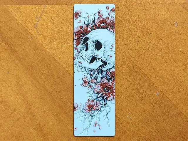 HueForge model: Skull and Cherry Blossoms Bookmark by Sarge