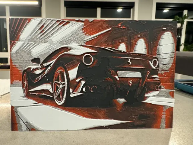 HueForge model: Ferrari F12 - 150x100 Hueforge by Canadian Gamer