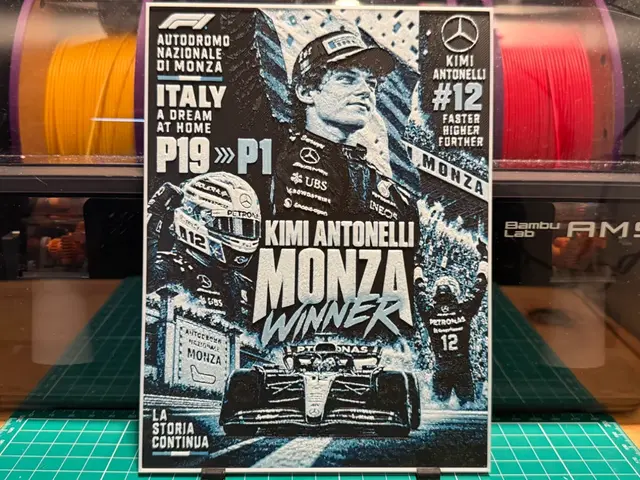 HueForge model: Kimi Antonelli Monza/Home Race Win Poster HueForge by liv_3d