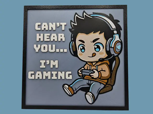 HueForge model: Can't Hear You (Gamer Boy) by BusyKikiBee