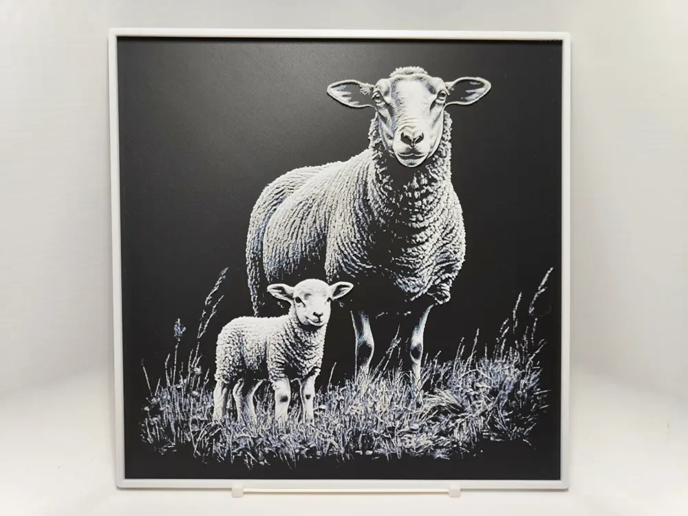 Sheep with Lamb - Hueforge by BeaN HueForge model: Sheep with Lamb - Hueforge by BeaN