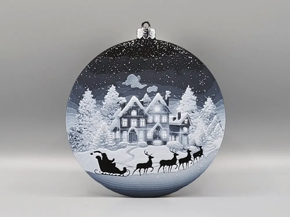Santa Arrives Christmas Tree Ornament Decoration by Sarge HueForge model: Santa Arrives Christmas Tree Ornament Decoration by Sarge