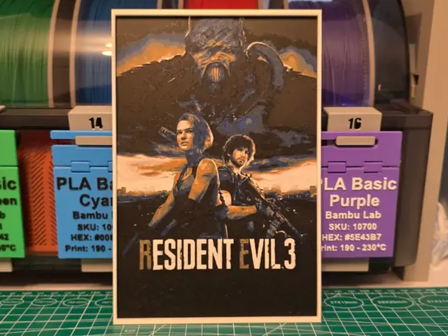 HueForge model: Resident Evil 3 Poster - Hueforge Art by Lumpy3D