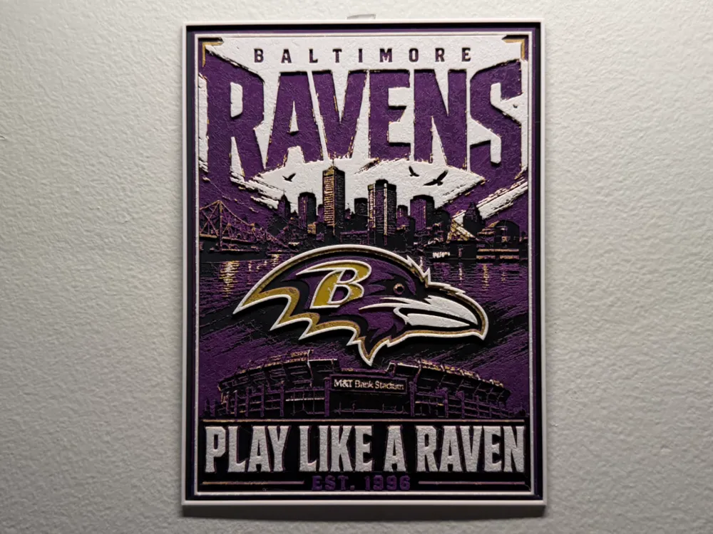 Baltimore Ravens Poster Style HueForge by liv_3d HueForge model: Baltimore Ravens Poster Style HueForge by liv_3d