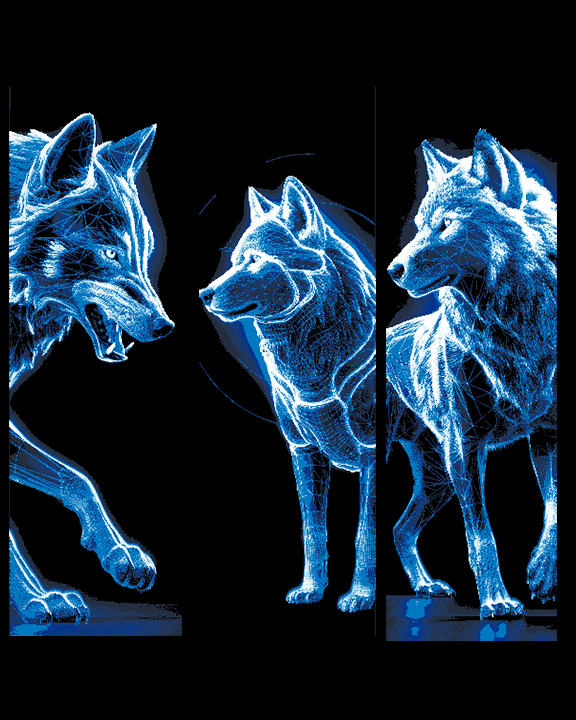 Electric Wolves Set of 3 Bookmarks by BooneCo3d HueForge model: Electric Wolves Set of 3 Bookmarks by BooneCo3d