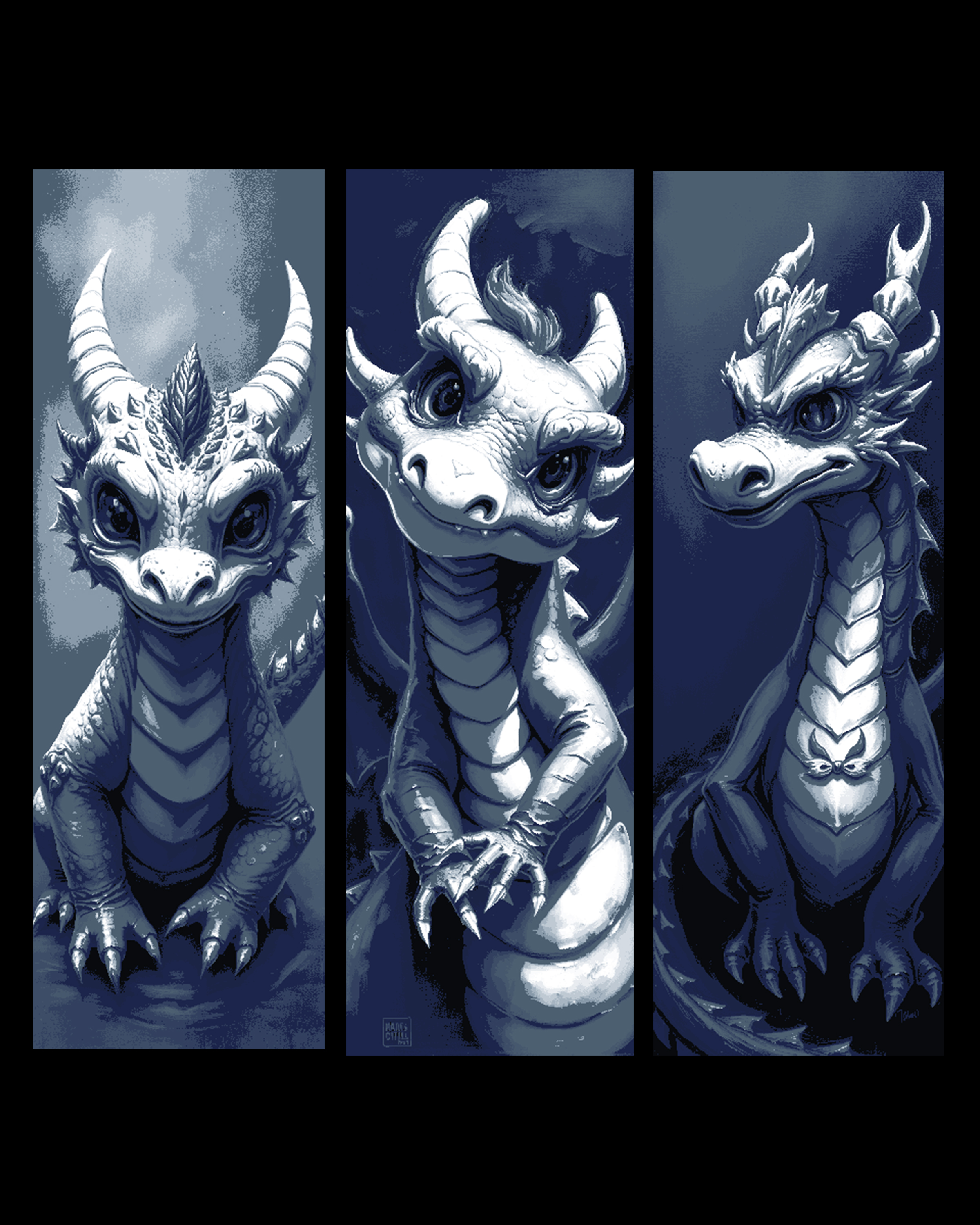 The curious little dragon is back at it - Set of Bookmarks by BooneCo3d HueForge model: The curious little dragon is back at it - Set of Bookmarks by BooneCo3d