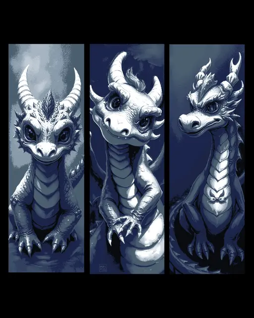 HueForge model: The curious little dragon is back at it - Set of Bookmarks by BooneCo3d
