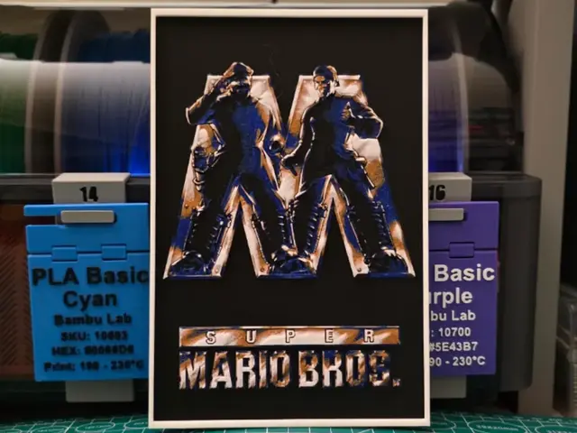 HueForge model: Super Mario Bros Movie Poster – Hueforge Art by Lumpy3D