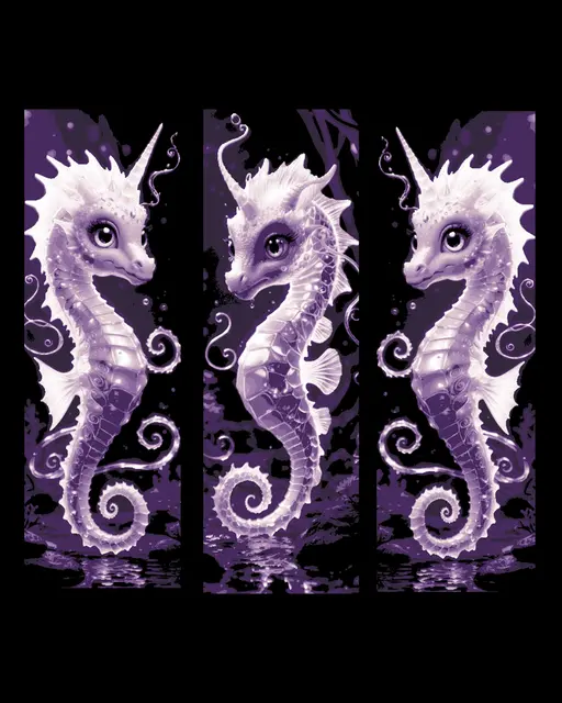 HueForge model: Fantasy underwater - Who says there can't be a unicorn seahorse?  Set of Bookmarks by BooneCo3d