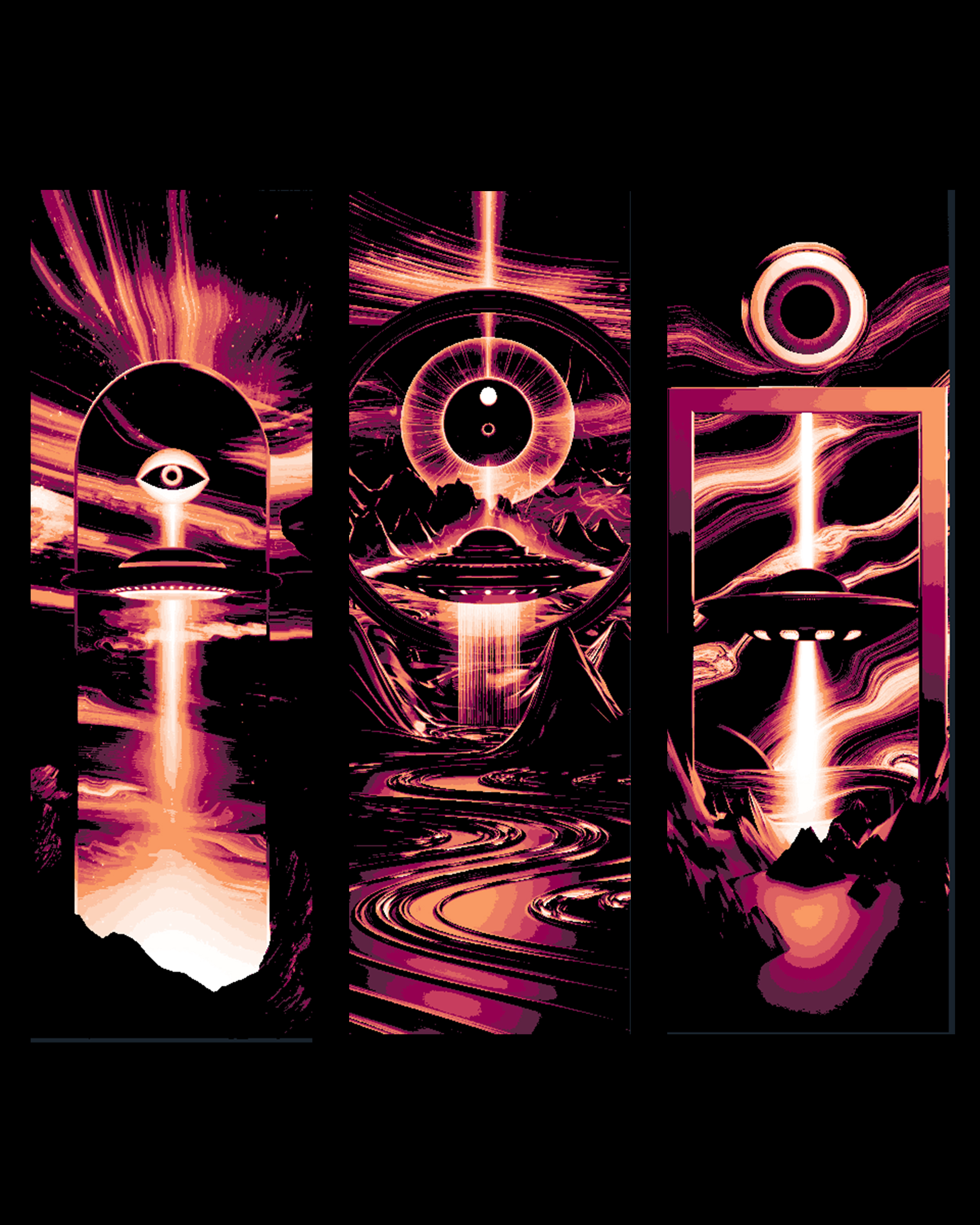 Pop art and new age style bookmarks with an alien spaceship theme by BooneCo3d HueForge model: Pop art and new age style bookmarks with an alien spaceship theme by BooneCo3d