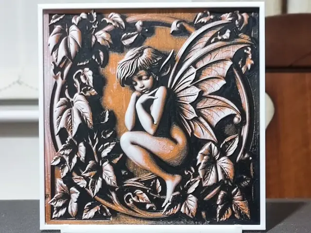 HueForge model: Wood Carving Elven Fairy - HueForge 3 Color by BoDad