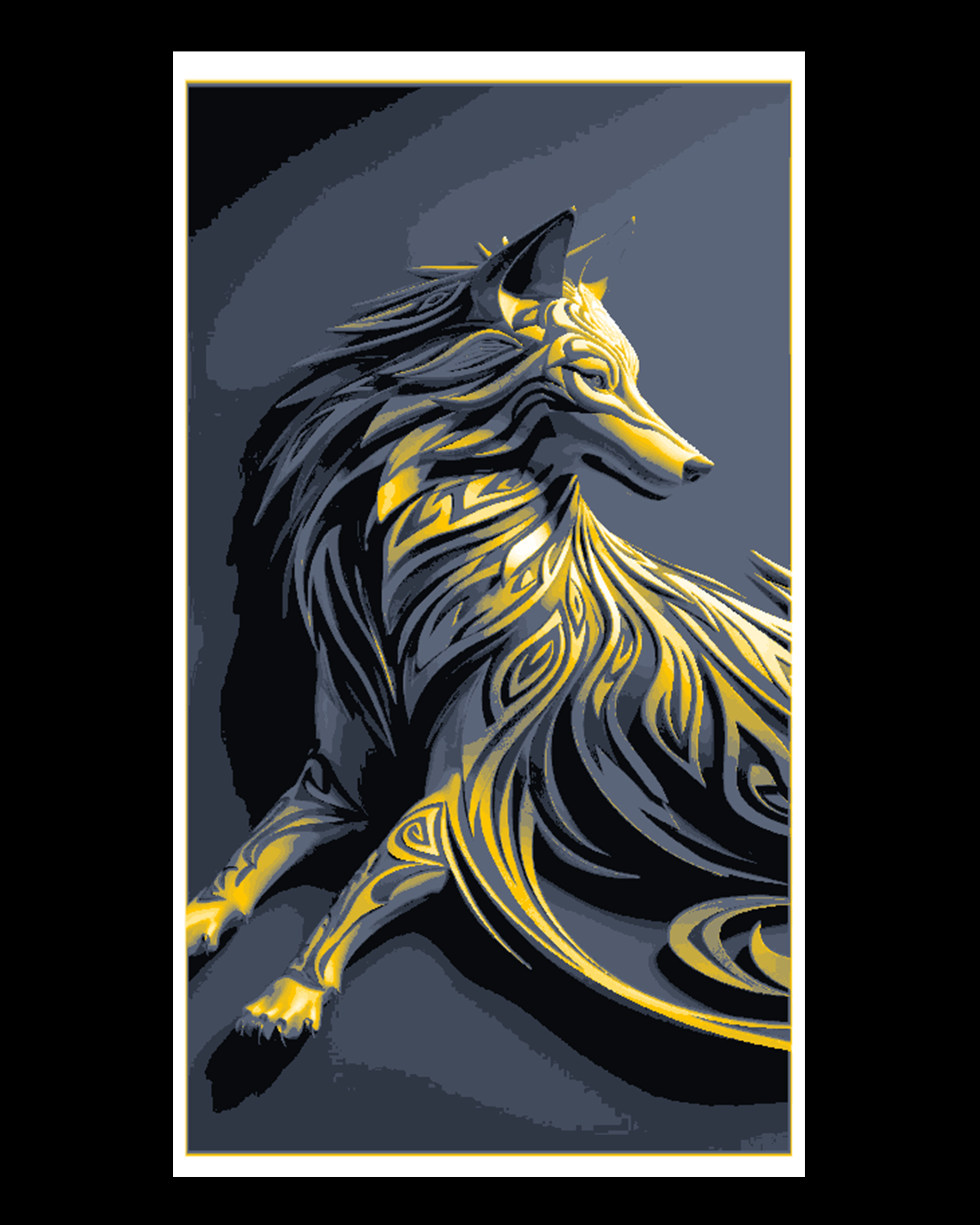 Interior Design Wall Art - Lines and Shapes for the Wolf - Hueforge Art by BooneCo3d HueForge model: Interior Design Wall Art - Lines and Shapes for the Wolf - Hueforge Art by BooneCo3d