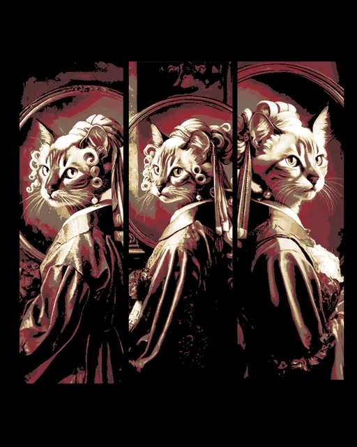 HueForge model: Cats dressed in elegant clothes Victorian style - Set of Bookmarks by BooneCo3d