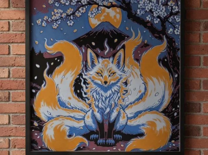 Kitsune Moonlit Guardian by World of Glt 3d HueForge model: Kitsune Moonlit Guardian by World of Glt 3d