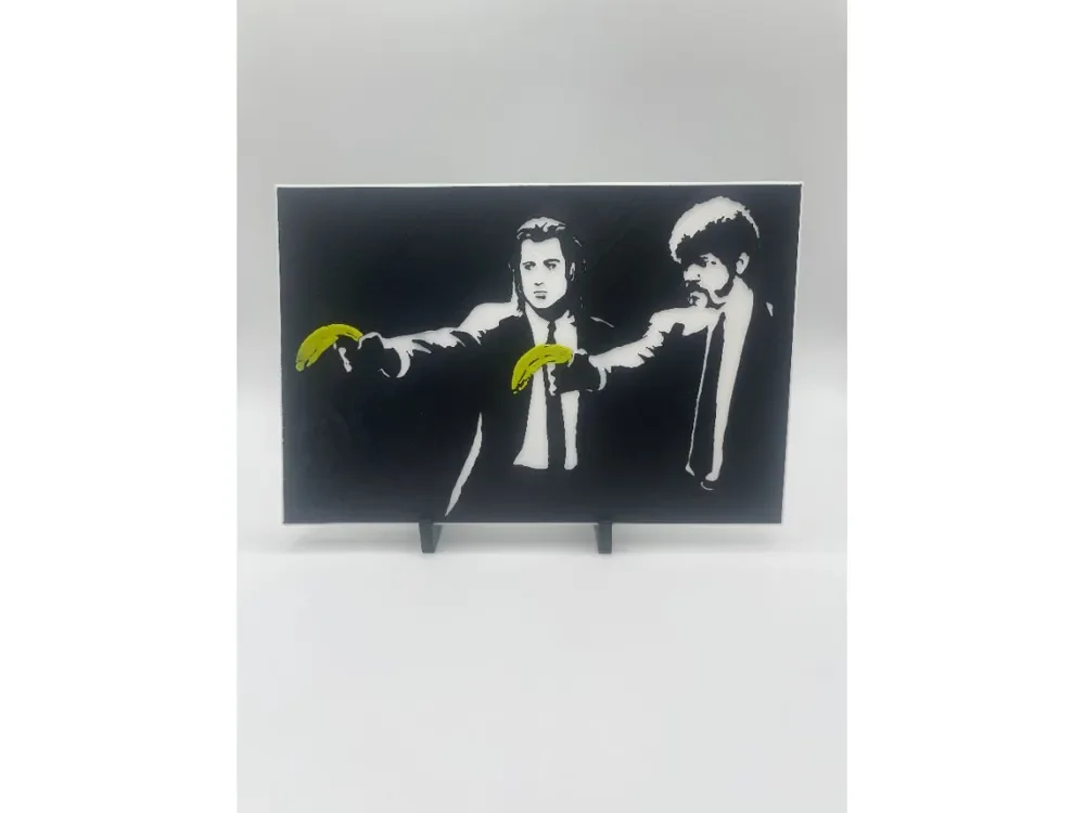 Banksy-inspired Pulp Fiction HueForge print. by Thadius HueForge model: Banksy-inspired Pulp Fiction HueForge print. by Thadius