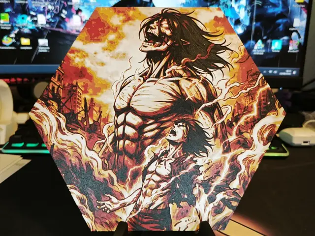 HueForge model: Hueforge Eren (Attack on Titan) in honeycomb mode by JGz3DMaker
