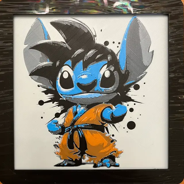 HueForge model: Stitch Dressed as Goku by JustBe 3D Printing
