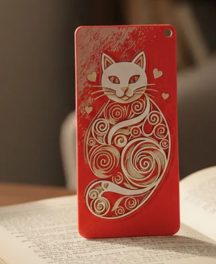 Valentine Kitty Bookmark - Hueforge - 4 colors by doodleddigital HueForge model: Valentine Kitty Bookmark - Hueforge - 4 colors by doodleddigital