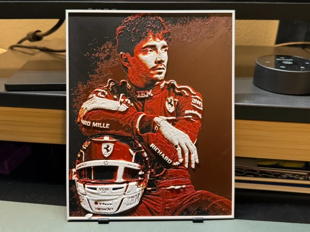 Charles Leclerc F1 HueForge by liv_3d HueForge model: Charles Leclerc F1 HueForge by liv_3d