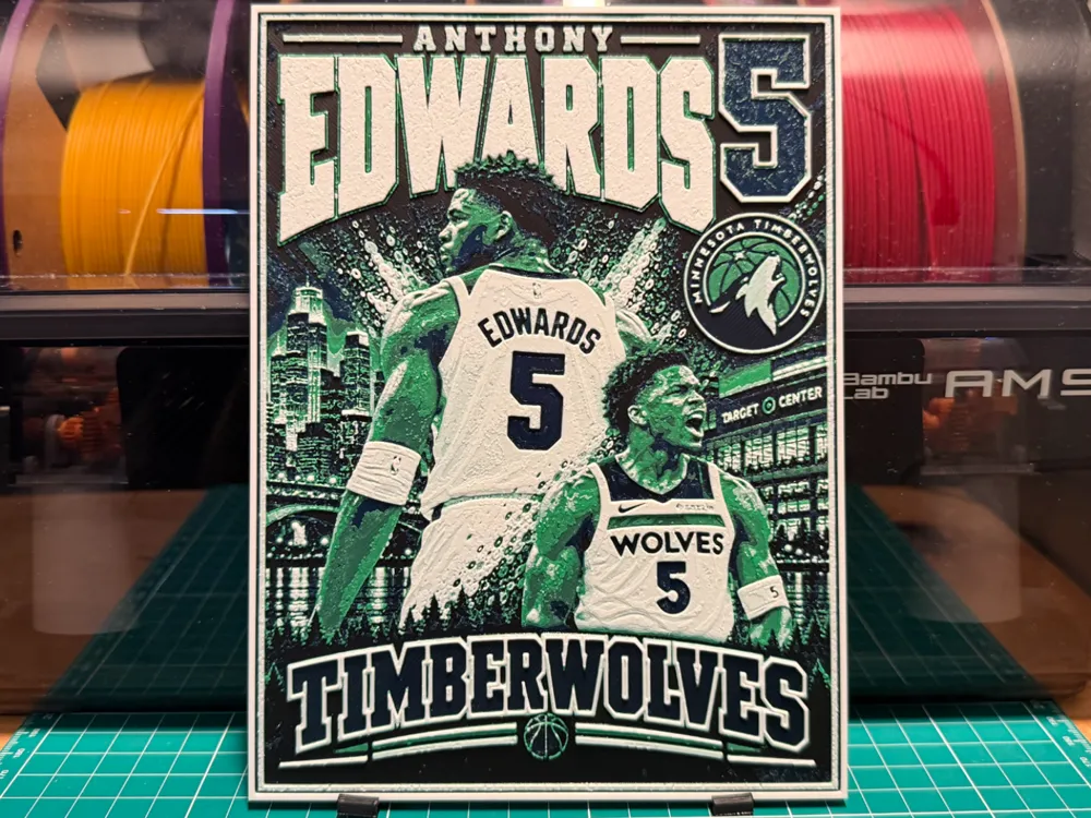 Anthony Edwards Poster by liv_3d HueForge model: Anthony Edwards Poster by liv_3d