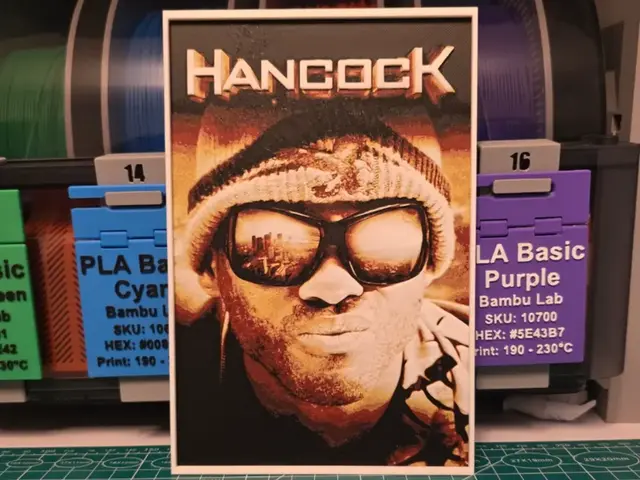 HueForge model: Hancock Movie Poster - Hueforge Art by Lumpy3D