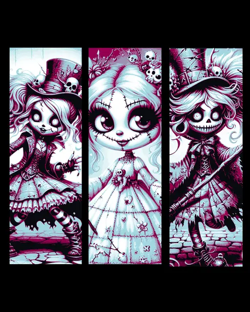 Alive and Crazy - the Ghoulish Girly doll - Set of bookmarks