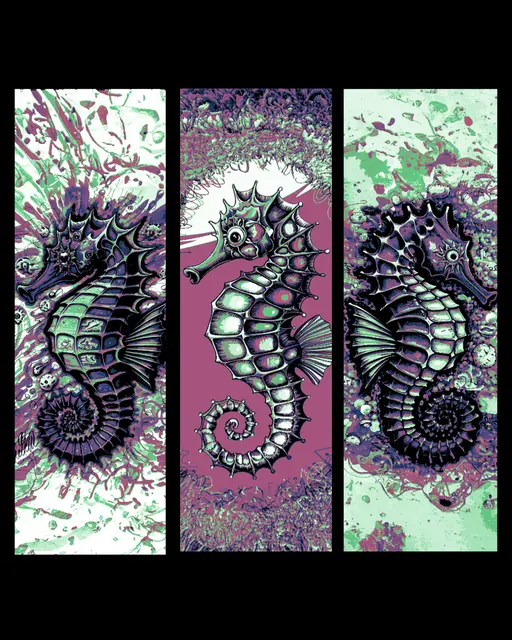 HueForge model: Funky Seahorses - Set of Bookmarks by BooneCo3d