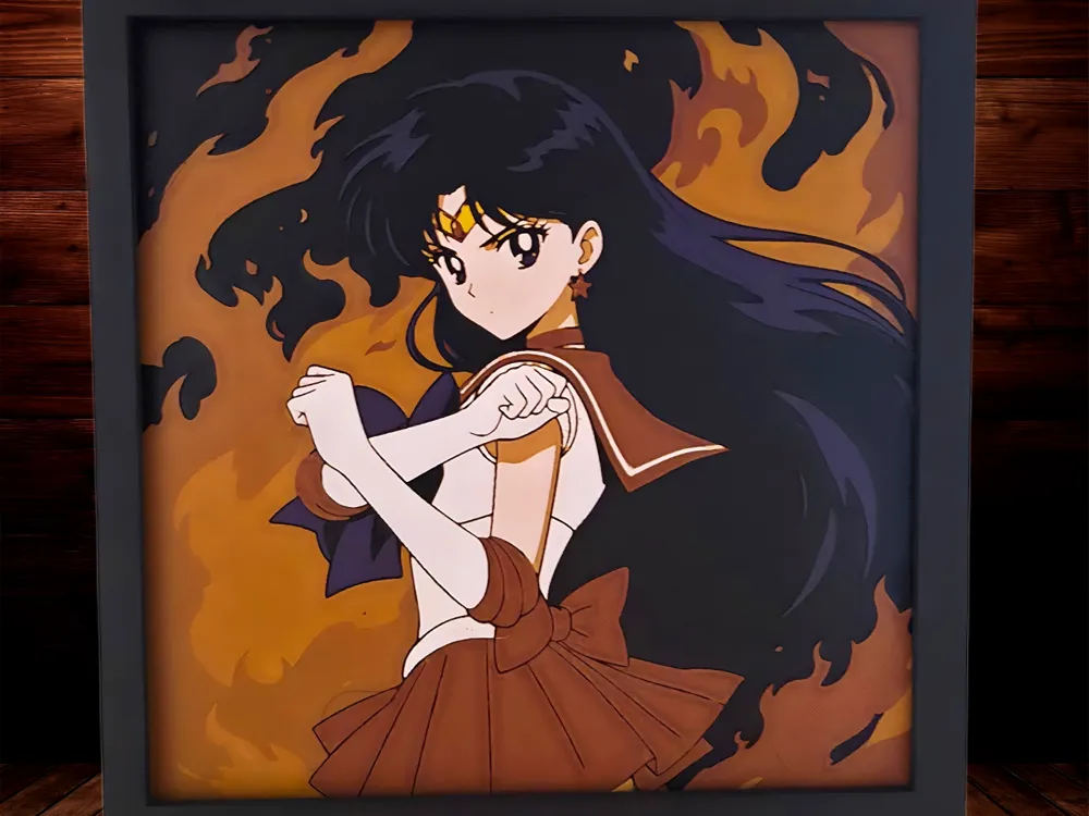 Sailor Mars - Sailor Moon Sailor Scouts Set by Side Quest Hues HueForge model: Sailor Mars - Sailor Moon Sailor Scouts Set by Side Quest Hues