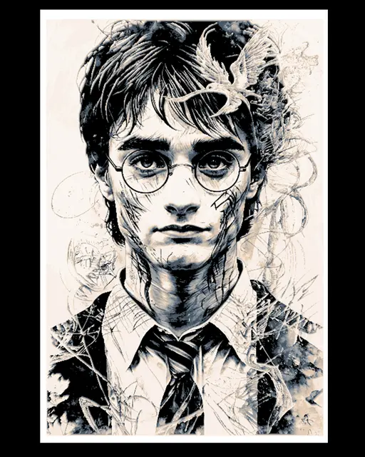 Fan art drawing/sketch the Boy Wizard - Harry - Wall art hueforge