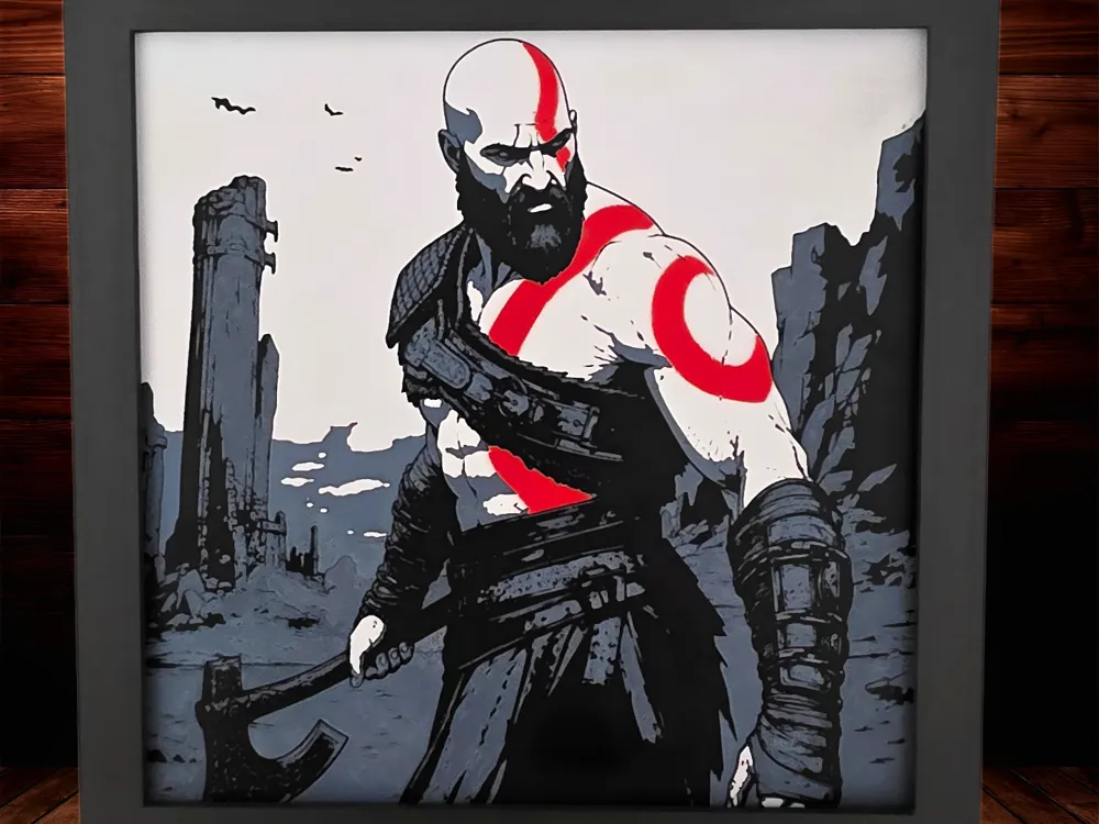 Kratos - God of War - 4 Colour by Side Quest Hues HueForge model: Kratos - God of War - 4 Colour by Side Quest Hues
