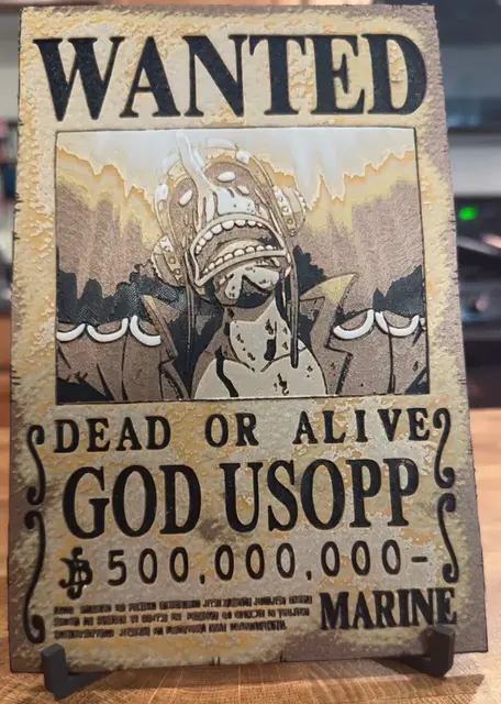 HueForge model: One Piece - God Usopp Wanted Poster by Pretty Okay Prints