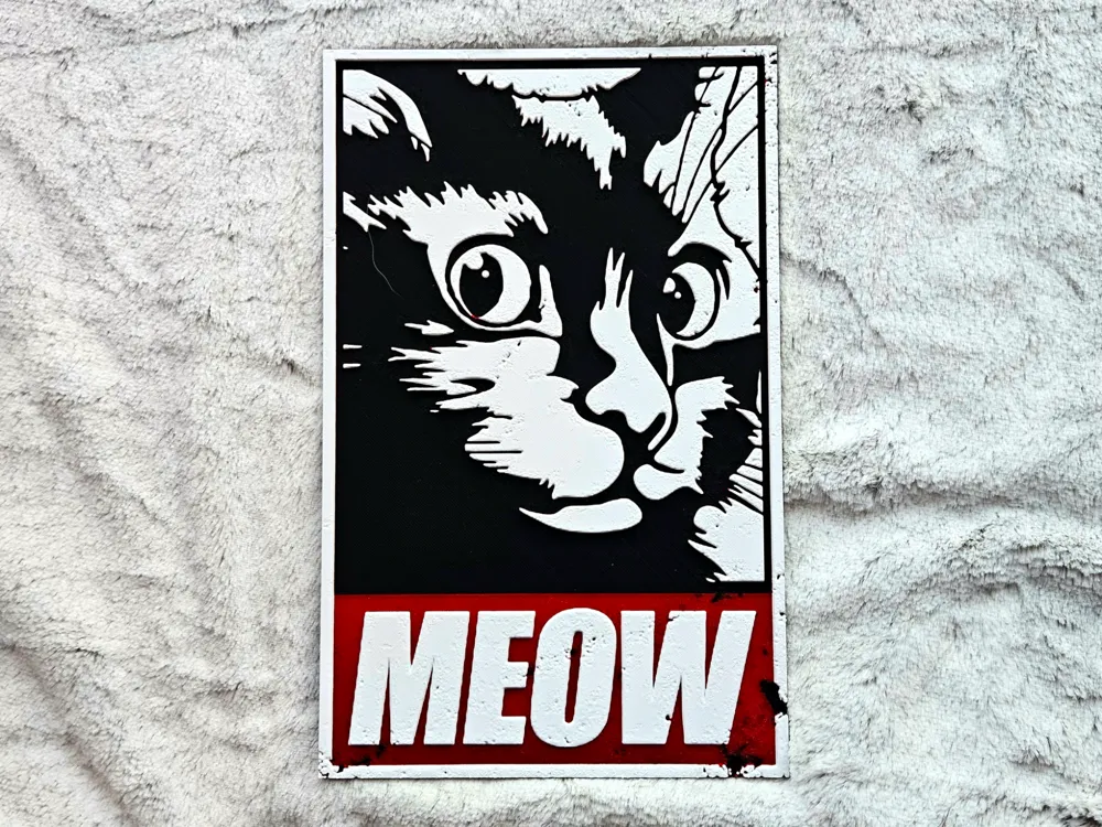 MEOW! - Retro Poster by C3D HueForge model: MEOW! - Retro Poster by C3D
