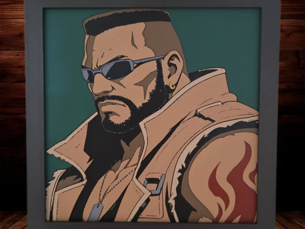 Barret Wallace - Final Fantasy 7 by Side Quest Hues HueForge model: Barret Wallace - Final Fantasy 7 by Side Quest Hues
