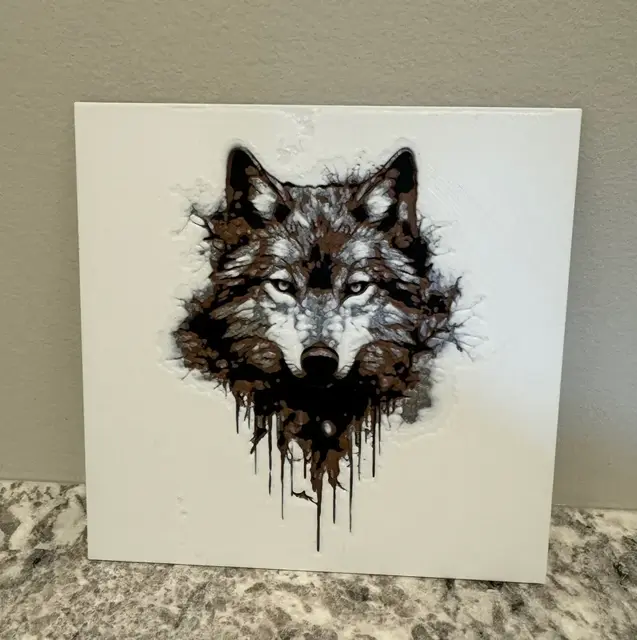 HueForge model: Wolf Head - Hueforge Coaster by Canadian Gamer