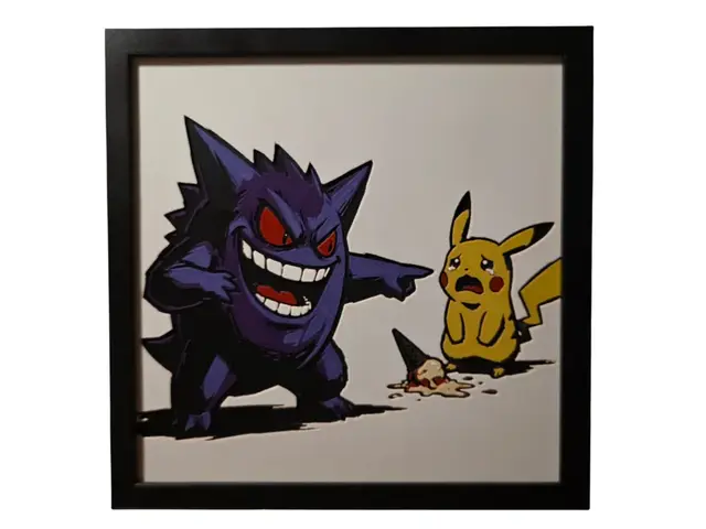 HueForge model: Gengar and Pikachu 200x200 by Side Quest Hues